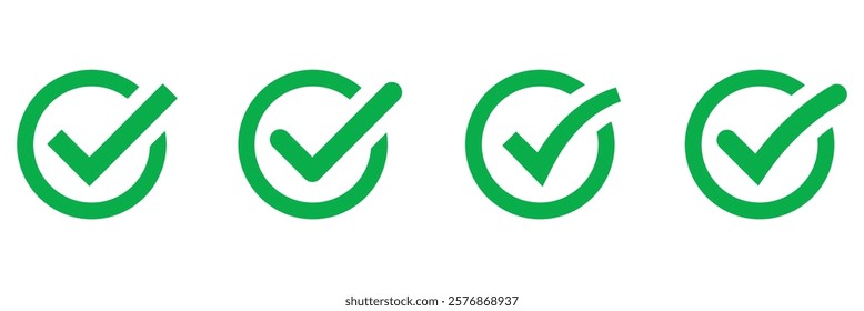 Green check mark icon vector illustration isolated on white background.
