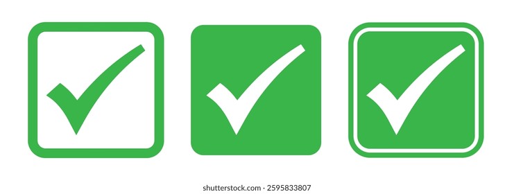 Green check mark icon. Check mark vector icon. Checkmark Illustration. Vector symbols set ,green tick mark isolated on white background. green tick . eps 888.
