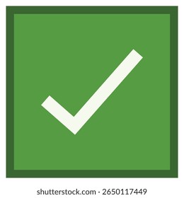Green Check Mark Icon Vector Illustration — Symbol of Success, Approval, and Confirmation in Modern Minimalist Style