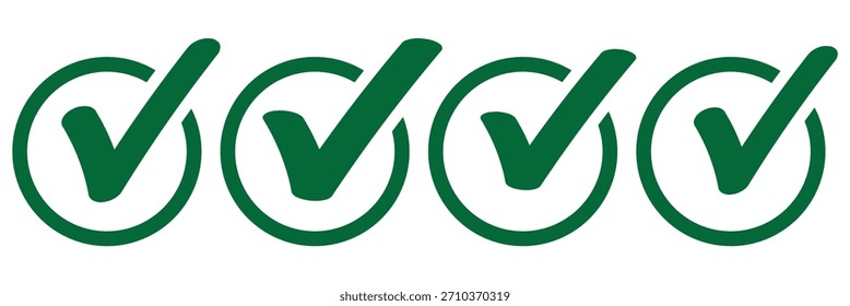 Green check mark icon. Check mark vector icon. Checkmark Illustration Vector symbols set green checkmark isolated on white background Correct vote choice isolated symbol
