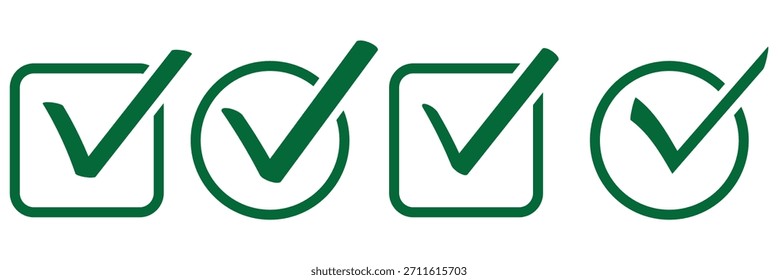Green check mark icon. Check mark vector icon. Checkmark Illustration Vector symbols set green checkmark isolated on white background Correct vote choice isolated symbol