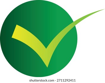 Ícone de marca de verificação verde, símbolo de verificação e aprovação representando confirmação, correção, sucesso e projeto de validação positivo