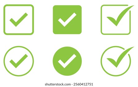 Green check mark icon for vote, agreement, Vector