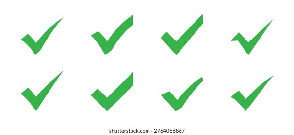 Green check mark icons set tick symbol pack