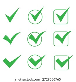 Green check mark icons. , tik box, check mark transparent, check mark circle. Check marks in simple flat design. Vector illustration.