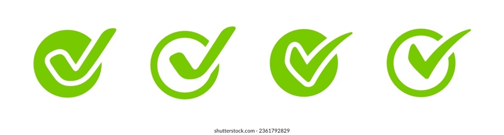 Green check mark icons. Check mark vector icon set. Checkmark Illustration. Correct pole symbol. EPS 10