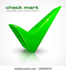 Green check mark isolated on white, vector illustration. Vector Illustration.