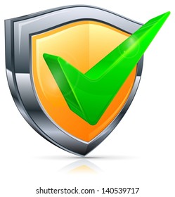 Green check mark isolated on white, vector illustration. Vector Illustration.