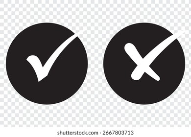 Grünes Häkchen, einzelne Teilstrichsymbole, Prüflistenzeichen und ein Genehmigungszeichen. Flaches und modernes Design, Vektorgrafik.