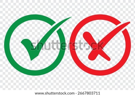 Green check mark, isolated tick symbols, checklist signs, and an approval badge. Flat and modern checkmark design, vector illustration.