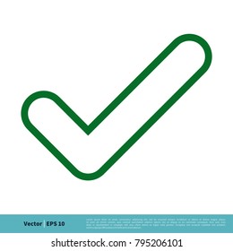 Green Check Mark Line Art Icon Vector Logo Template Illustration Design. Vector EPS 10.