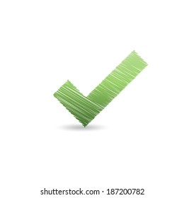 Green check mark line vector.