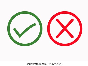 Green Check Mark Ok Red X Stock Vector (Royalty Free) 743798104 ...