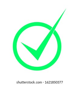 green check mark on green circle isolated on white background. vector illustration