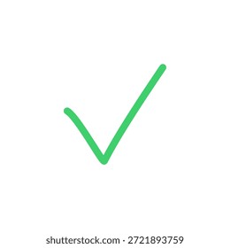 Marca de verificación verde en blanco. Elemento gráfico simple y limpio. Representa la Aprobación, el éxito, la verificación o la finalización. Ideal para diseño de interfaz de usuario, listas de comprobación y afirmación positiva.
