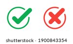 Green check mark and red cross icon.Set of simple icons in flat style:  Yes-No,  Approved-Disapproved, Accepted-Rejected, Right-Wrong, Correct-False, Green-Red, Ok-Not Ok. Vector illustration