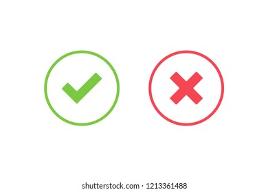 Green check mark and red cross inside a circle