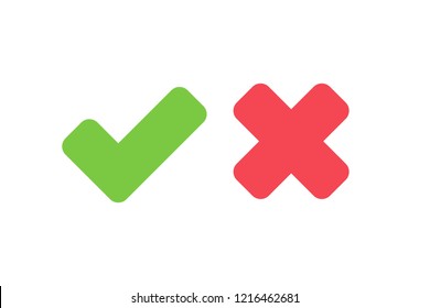 Green check mark and red cross Green check mark and red cross