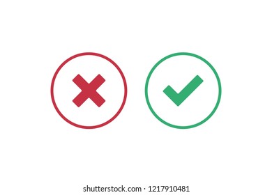 Green Check Mark Red Cross Inside Stock Vector (Royalty Free) 1217910481