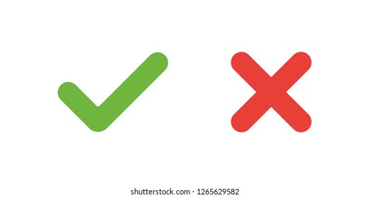 Green check mark and red cross