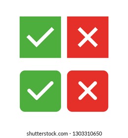 Green check mark and red cross
