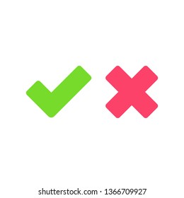 Green Check Mark And Red Cross.