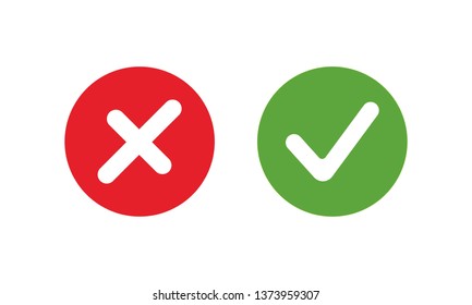 Green check mark and red cross