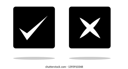 Green check mark and red cross. Right and wrong. Vector illustration - Vector