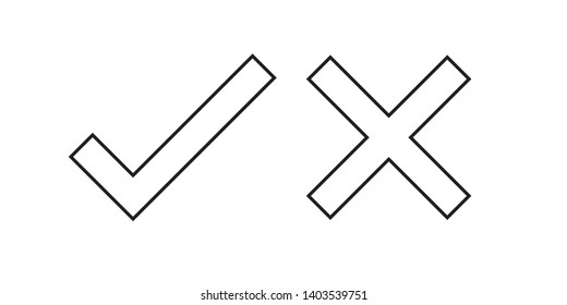 Green check mark and red cross. Right and wrong. Vector illustration - Vector