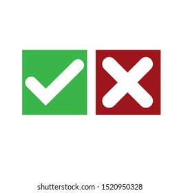 Green check mark and red cross. Right and wrong. Vector illustration - Vector