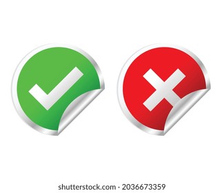 green check mark and red cross stickers 