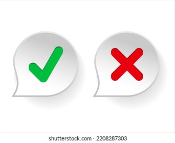 Green check mark and red cross mark icon set 