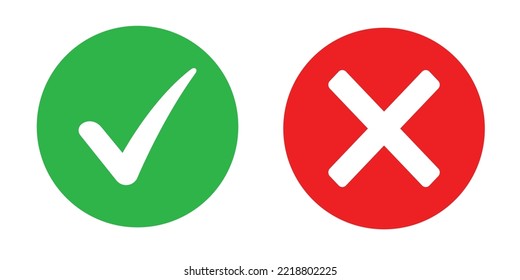 Green check mark and red cross. Right and wrong. Vector illustration - Vector. Vector illustration