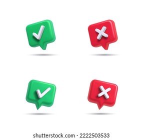 Green check mark and red cross mark icon set design