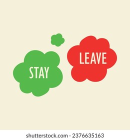 Green check mark and red cross color element. Stay Leave vector icon. Digital illustration for web page