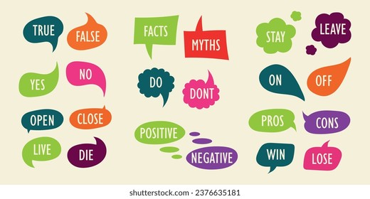 Green check mark and red cross color elements. Win- lose, true-false, do-dont, on-off vector icon. Digital illustration for web page