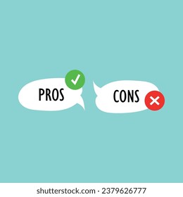 Green check mark and red cross color element. Pros, cons vector icon. Digital illustration for web page