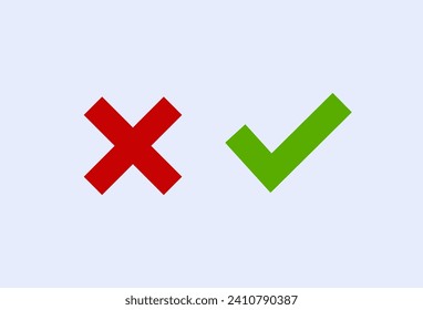 Green check Mark and Red Cross web icon Scalable Vector Illustration