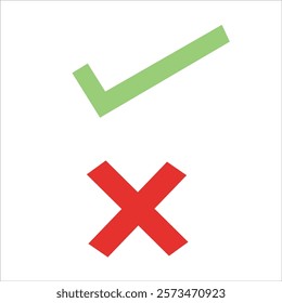 Green check mark and red cross mark