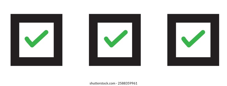 Green check mark and red cross icon.Set of simple icons in flat style: Yes-No, Approved-Disapproved, Accepted-Rejected, Right-Wrong, Correct-False, Green-Red, Ok-Not Ok. Vector illustration