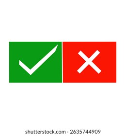 Green check mark and red cross mark icon. Vector illustration