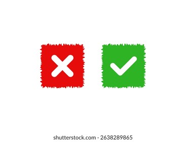 green check mark and red cross vector square 