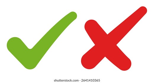 Green Check Mark and Red Cross