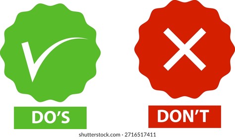 Grünes Häkchen und rotes Kreuz für do und dont