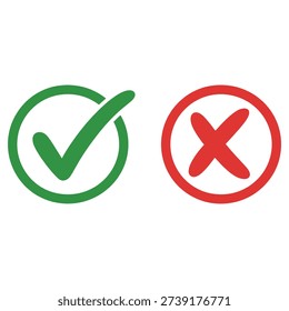 Green check mark and red cross mark symbols representing correct and incorrect answers