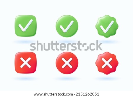 Green check mark and red cross mark icon set