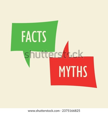Green check mark and red cross color element. Facts Myths vector icon. Digital illustration for web page