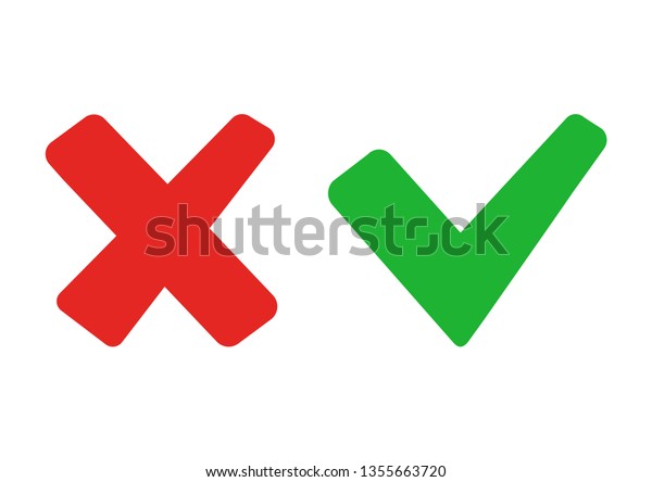 緑のチェックマークと赤い十字 善悪を問わず ベクターイラスト のベクター画像素材 ロイヤリティフリー