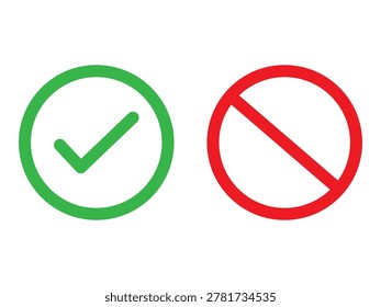 Green check mark and red prohibition sign symbols representing permitted and forbidden acts.