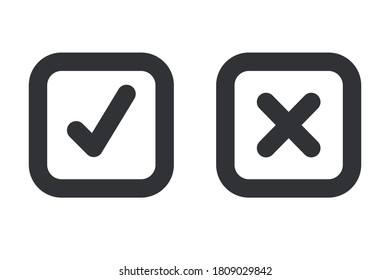 Green check mark and red wrong On the checked box. True or false